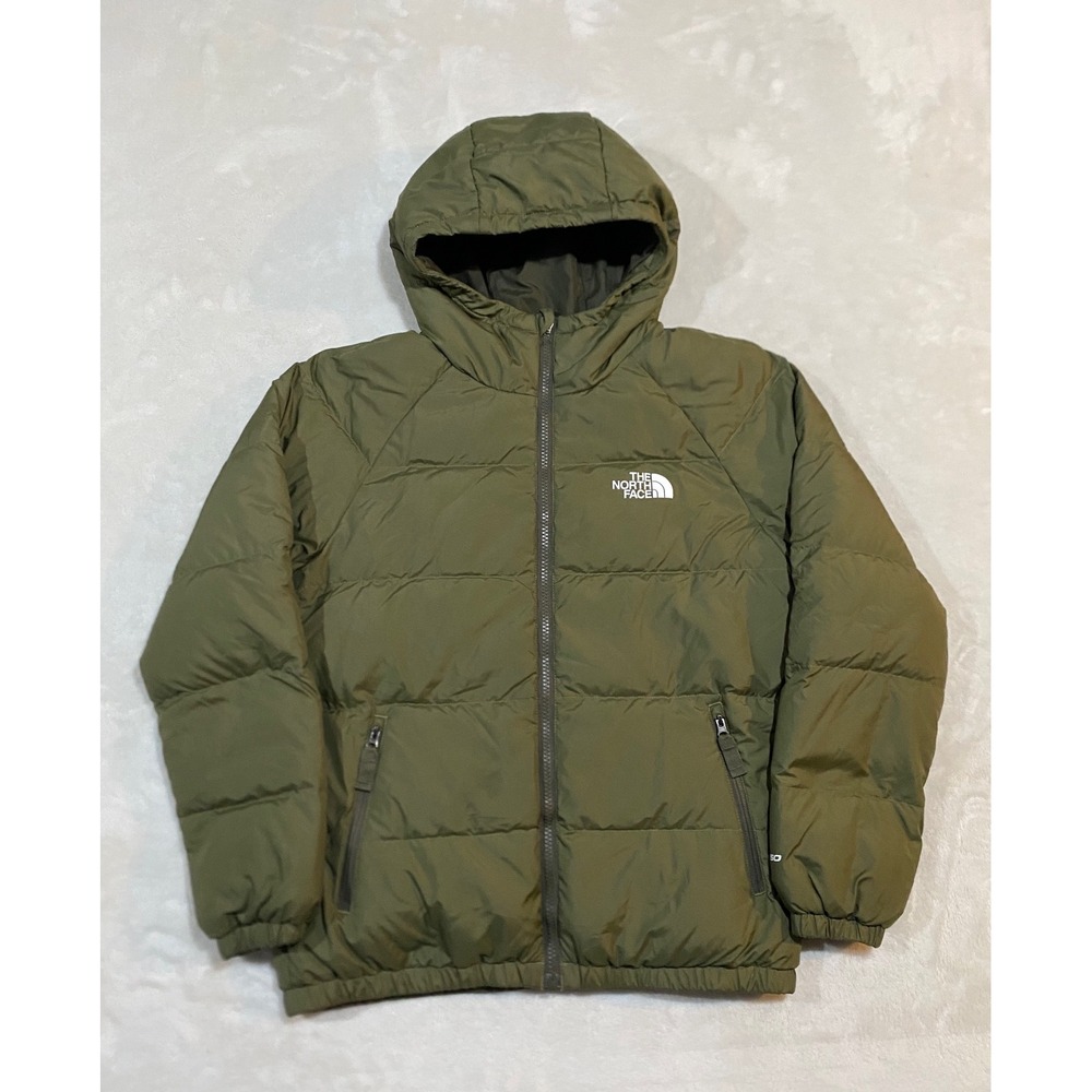 The North Face Boys Reversible North Down Hooded Jacket Olive Green L 14/16